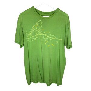 Ames Bros Lime Green Bird Print T-Shirt, Super Soft Graphic Tee, Size Large